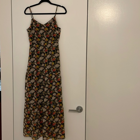 J.Crew Long Black Floral Dress with Adjustable Straps - Picture 3 of 6
